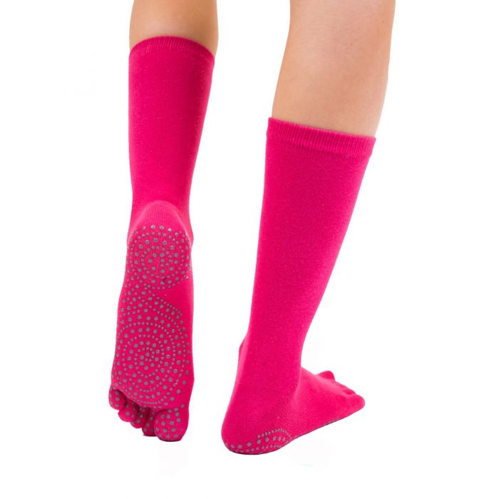 Yoga och Pilates tåstrumpa, rosa, M 40-43, mid-calf