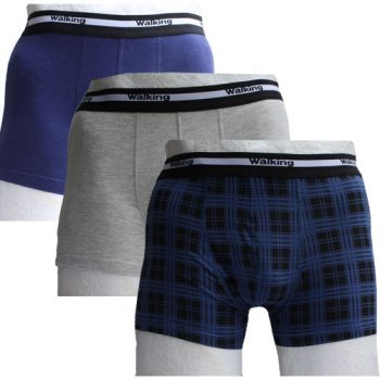 Smal, 3-pack herrboxer, marin, grå och rutiga