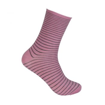 Diabetessock av bambu, rosa-randig, 37-39