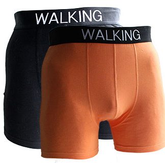Smal, 2-pack herrboxer, svart och orange,