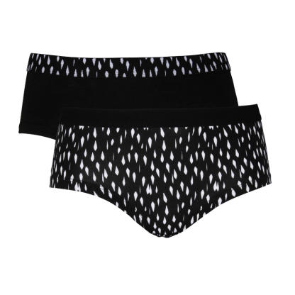 2-pack Bambutrosor, svarta och prickiga, M