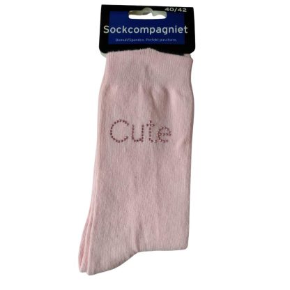 Rosa damstrumpa med strass-cute, 37/39