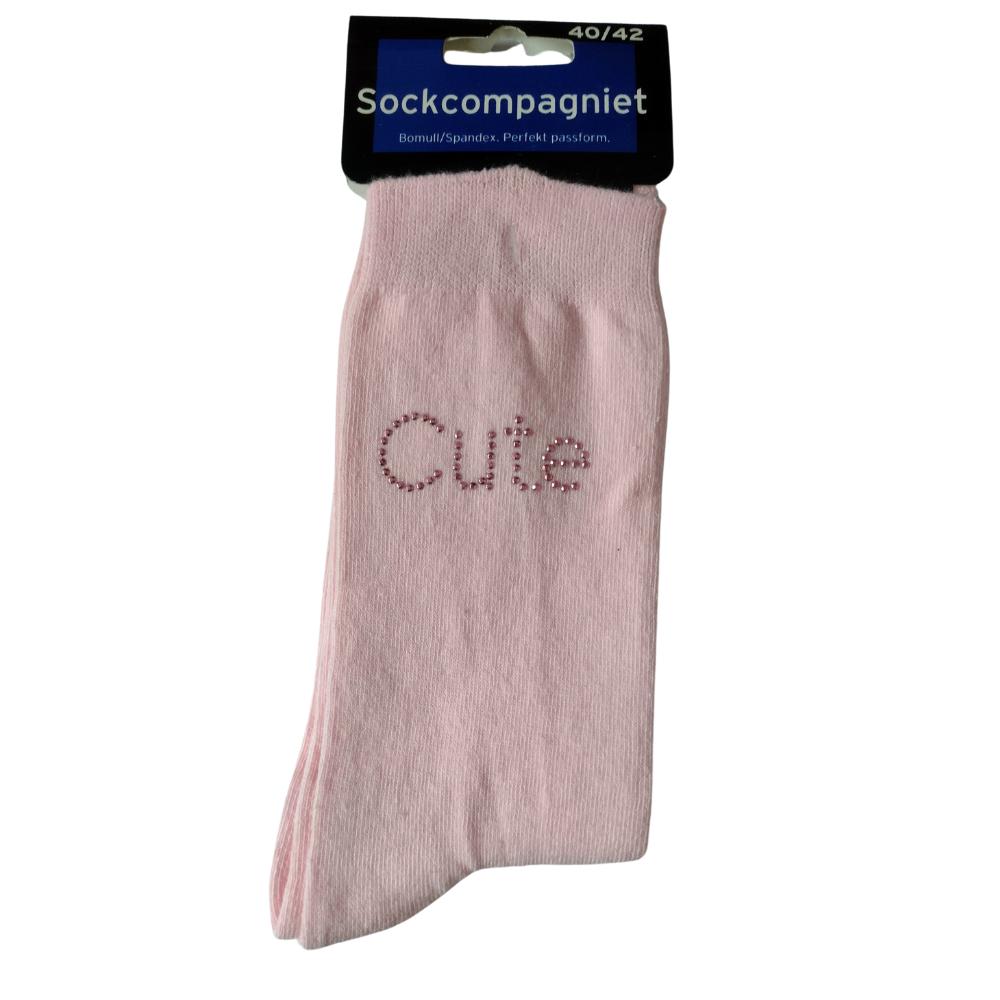 Rosa damstrumpa med strass-cute, 37/39