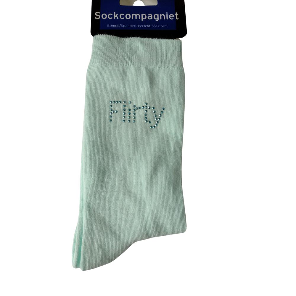 Turkos damstrumpa med strass-flirty, 40/42
