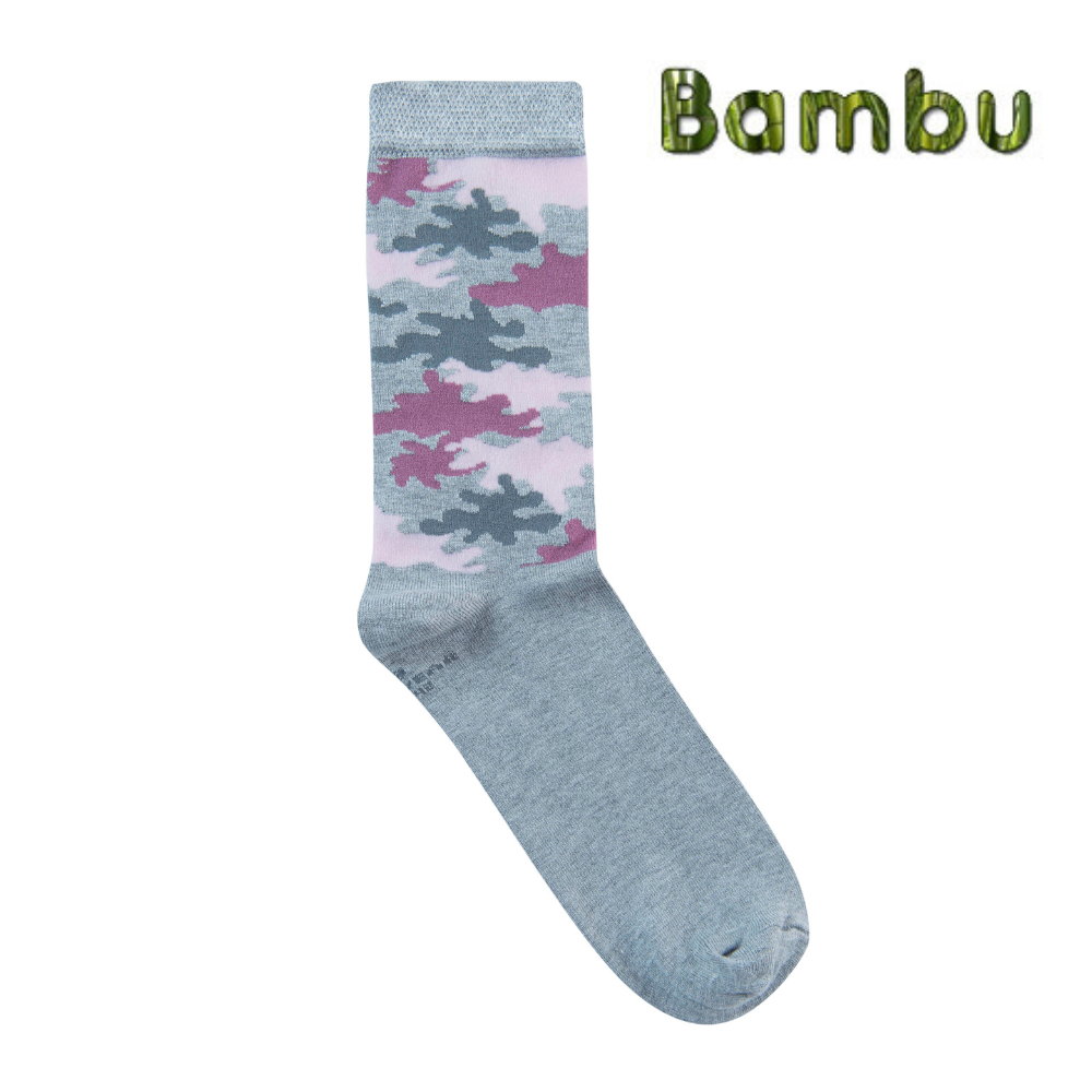 Bambustrumpor, grå med camouflage mönster, 39-42