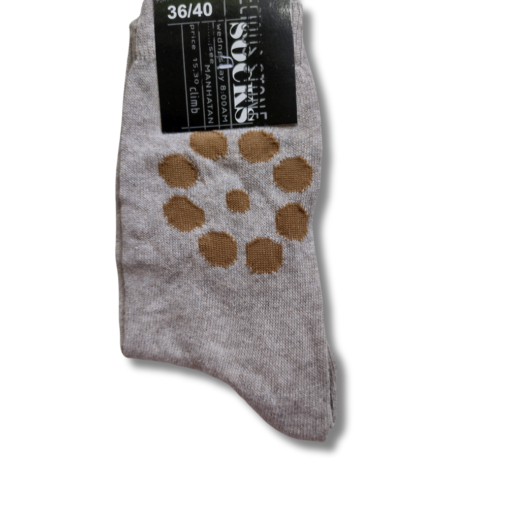 Damstrumpa, beige med cirklar, 36/40