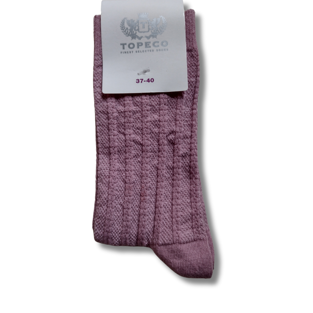 Topeco ribb-stickade rosa sockar, 37-40