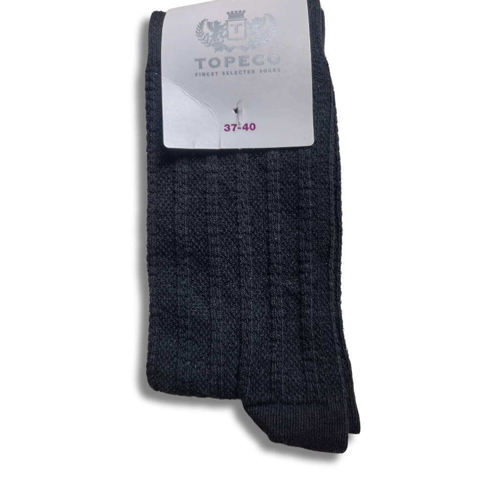 Topeco ribb-stickade svarta sockar, 37-40