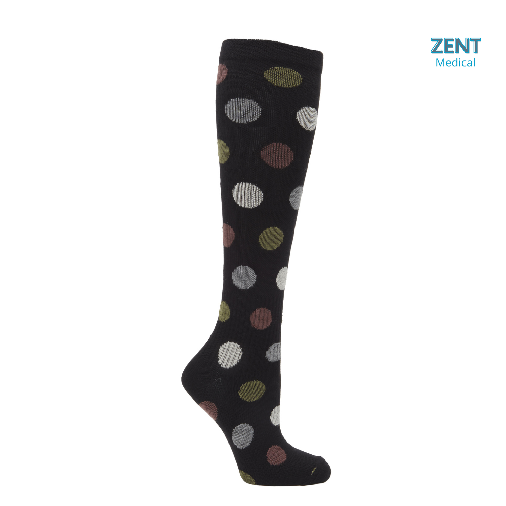 Zent Bambu Stödstrumpor, Svarta med prickar, 36/40