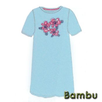 Bambu nattlinne, blått, one-size